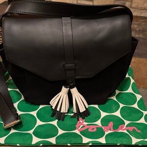 Boden Black Suede & Leather Crossbody Bag